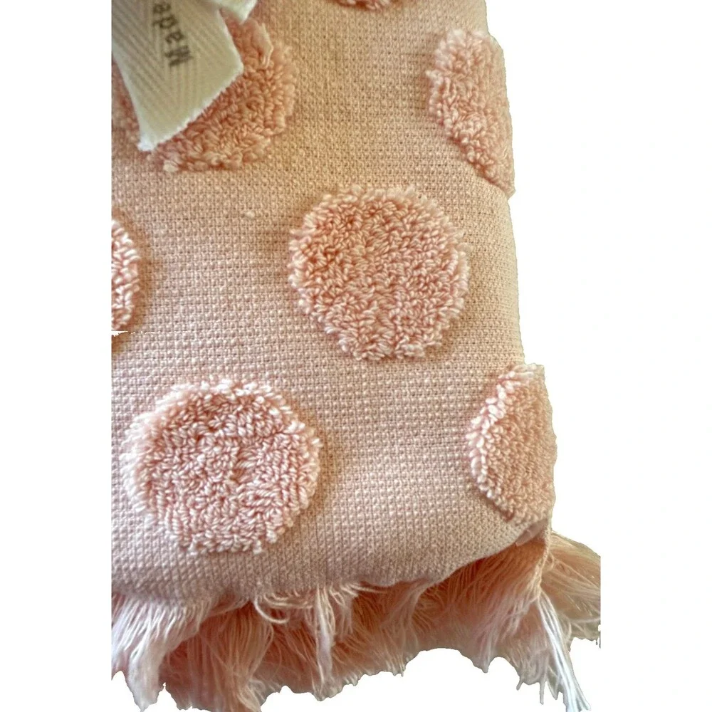 cupcakes and cashmere Hand Towels Raised Polka Dot Pink Sherbert Set of 2 Fringe